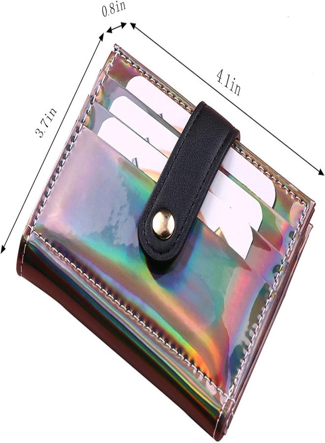 MOCA Womens Holographic Card Holder, PU Leather Credit Debit Card Cash Holder Multifunctional Card Holder Wallet Pouch for Woman (Black) - Image 5